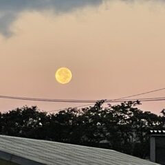 中秋の名月〜残月と相模川に沈む月