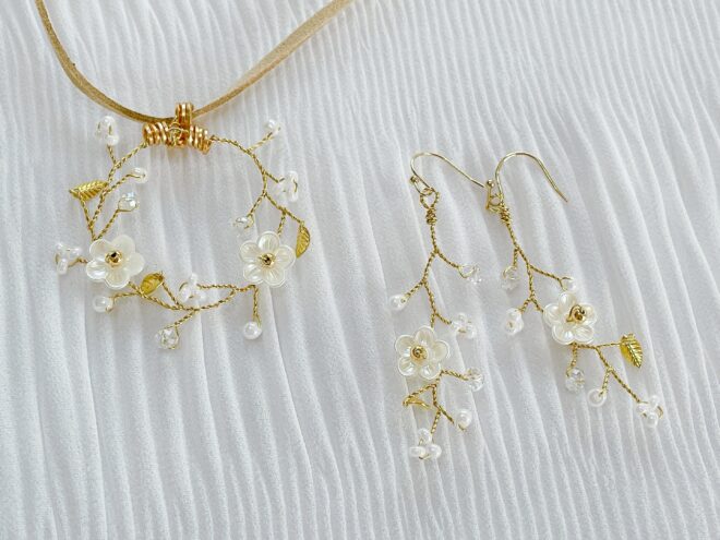 小枝のネックレス&ピアス